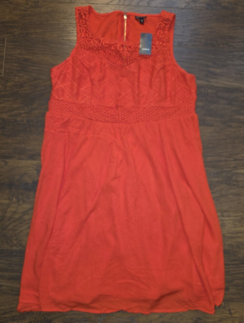torrid Red Lace Yoke Sleeveless Dress with Gold Zip